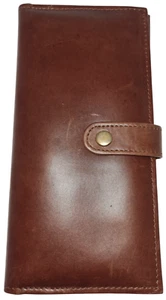 Premium Cow Grain Leather Handmade Long Coat Unisex Wallet, Color: Brown,  CW411 - Picture 1 of 16