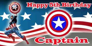 Geburtstagsbanner personalisiert 6 Fuß x 3 Fuß Captain America - Bild 1 von 1
