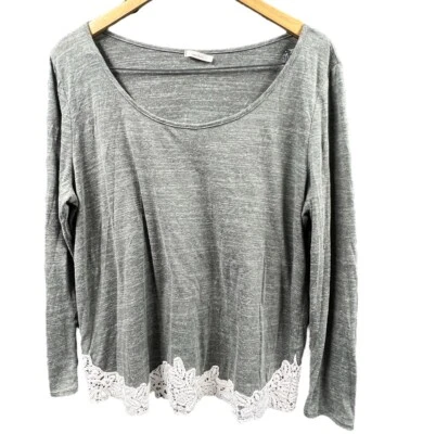 Blusa MAITAI Mujer Vintage Talla 1X Gris Pullover Top Borde de Encaje Hecha en EE. UU. Foto 1 de 4