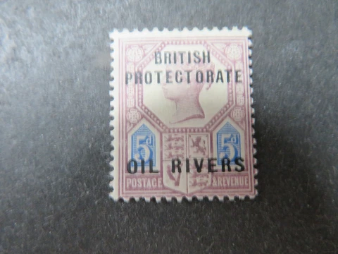 1892-4 Nigeria Oil Rivers Overprint 5d Dull Purple & Blue SG5 Mounted Mint Cover
