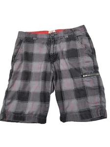 Men's Chor Bermuda Shorts (34) Gray Plaid Zip Leg-Pocket Cotton - Picture 1 of 5