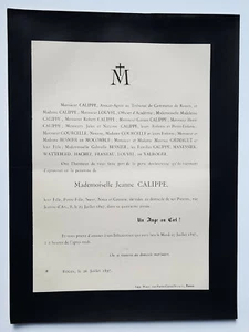 JEANNE CALIPPE Louvel FAIRE PART Courcelle MANESSIER Wattebled Valroger 1897 - Bild 1 von 2