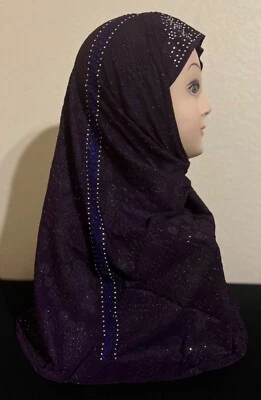 Niñas Hijab 1 Pieza Sin Cordones Instantáneo Hijab Cubierta Musulmana Makna Fácil Talla Única Bufanda Foto 1 de 4