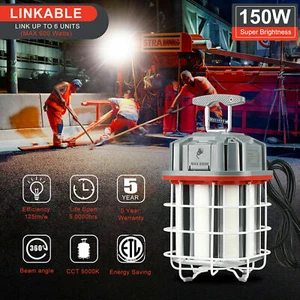 150W LED Construction Temporary Work Light 5000K Outdoor Indoor Linkable Lights - Picture 1 of 12