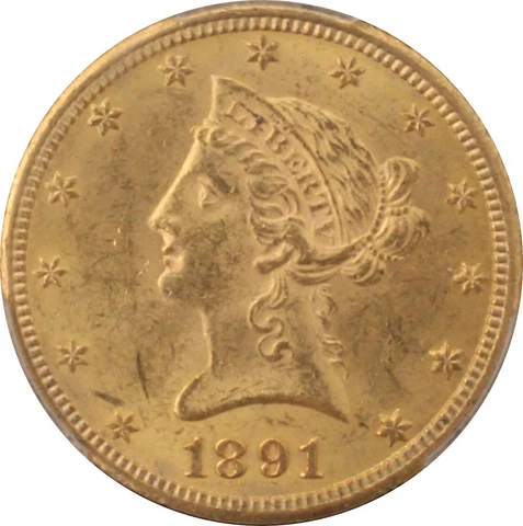 1891-CC MS62 Liberty Head Gold Eagle, PCGS 45871243 CAC Cover