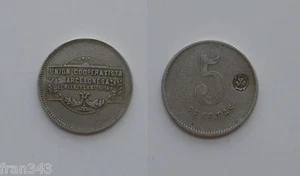 Ficha UNION COOPERATISTA BARCELONESA EL RELOJ Y LA DIGNIDAD 5 Pesetas - Picture 1 of 1