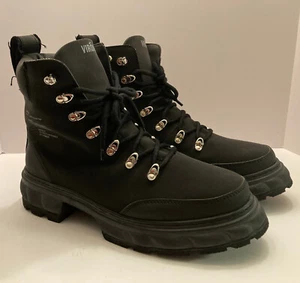 Viron Boots Size 46 Black Apple Skin Plant Leather Combat Disruptor Boots Men 12 - Picture 1 of 13