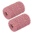 2Pcs Cotton Rope Twisted Braided Rope Cord, Red and White 200M/218 Yard 2mm Dia