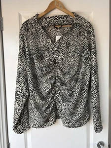 Asda George Leopard Print Shirt Blouse Long Sleeved Size 22 Ruffled NWT - Picture 1 of 14