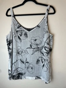 White House Black Market Damen Wende Tanktop Large schwarz weiß geblümt - Bild 1 von 8