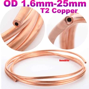 T2 Copper Tube Pipes Tubing Coil Plumbing Water Gas Air Conditioning OD 1.6-25mm - Picture 1 of 55