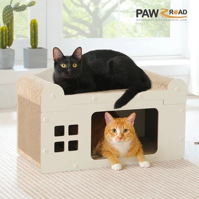 PAWZ Road Cat Scratching Board Cardboard 2-in-1 Scratcher Bed and House Pad Toys - Image 1 of 4