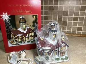 St. Nicholas Square  Christmas Village- LIGHT HOUSE-w/light Cord - Picture 1 of 8