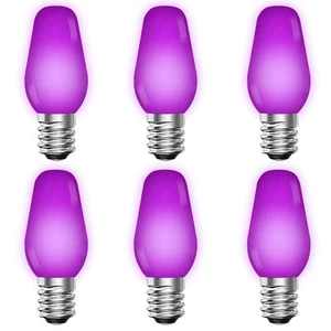 Luxrite C7 LED Purple Light Bulb for String Lights 0.5W E12 UL Outdoor 6 Pack - Picture 1 of 7