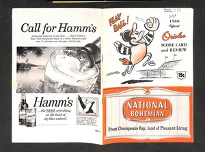TARJETA DE PUNTUACIÓN 3 DE JULIO DE 1960 CHICAGO WHITE SOX @ BALTIMORE ORIOLES, PUNTUACIÓN - Imagen 1 de 2