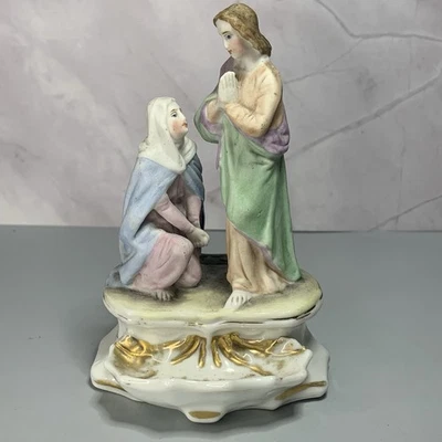 Antigua fuente belga vieux andenne bisque porcelana agua bendita calvario crucifijo Foto 1 de 4