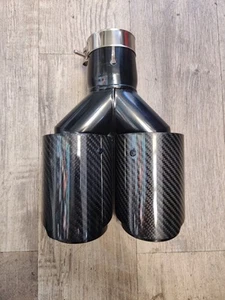 2.5" Inlet to 3.5" Outlet Exhaust Tip Black Dual Y Carbon Car Rear Tip Universal - Picture 1 of 3
