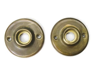 Par de placas traseras antiguas vintage victorianas de escudo rosetas de puerta - Imagen 1 de 2