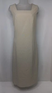 Abito tubino donna Chadwicks taglia 12 foderato marrone panna senza maniche casual zip - Foto 1 di 9