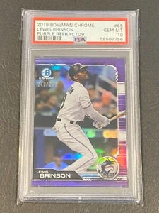 Lewis Brinson - 2019 Bowman Chrome #65 - Viola Ref. 240/250 - PSA 10 GEM MINT - Foto 1 di 2