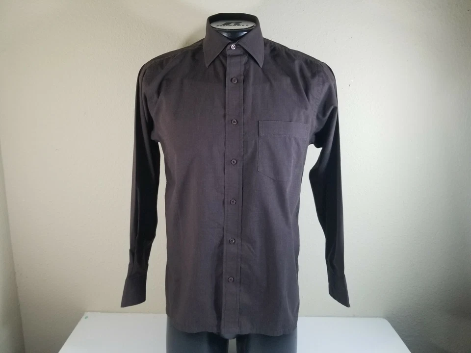 Givency коллекции мужчин длинным рукавом коричневое платье повседневная рубашка размер 15,5 - Изображение 1 из 4