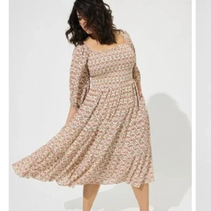 TORRID (3X) Midi Gauze Off The Shoulder Tiered Dress Floral Boho Fairycore - Picture 1 of 10