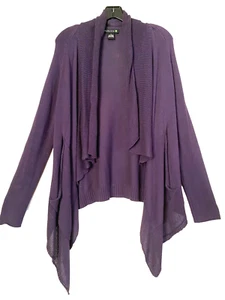 BABETTE SF Cardigan Cotton Cashmere Knit Draped Shawl Pockets Purple S M SAMPLE - Picture 1 of 10
