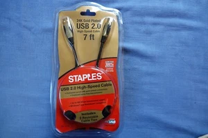 STAPLES USB 2.0  HIGH SPEED CABLE 24K GOLD PLATED DATA TRANSFER CABLE NEW - Picture 1 of 2