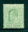 BAHAMAS 44 SG71 MH 1906 1/2p grn KEVII Wmk Mult Crown CA CV$6