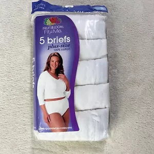 Vtg Fruit of the Loom Brief Women's Panties Underwear Plus Size 10 White 5 Pack - Picture 1 of 3