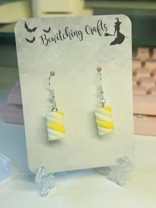 Marshmallow Flump Twist Earrings Fun Festival Faux Candy Sweets Kawaii Gift - Picture 1 of 1