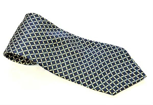 American Traditions Designer Neck Tie 57-1/4" 100% Silk Blue Yellow #1051 - Picture 1 of 4