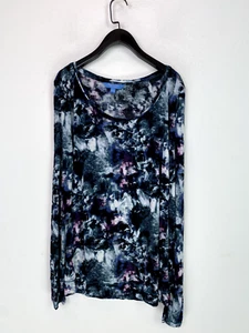 Vera Wang Simply Vera Top Long Sleeve Multicoloured Abstract Pattern Size XL - Picture 1 of 10