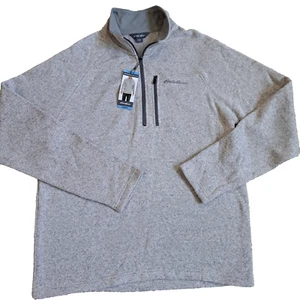 Eddie Bauer Gray Pullover Sweater Mens Size L Radiator Fleece 1/4 Zip Preppy NWT - Bild 1 von 13