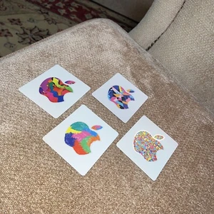 5 Colorful Apple Stickers Genuine Modern Logo Authentic- ALL NEW, Mint Condition - Picture 1 of 6
