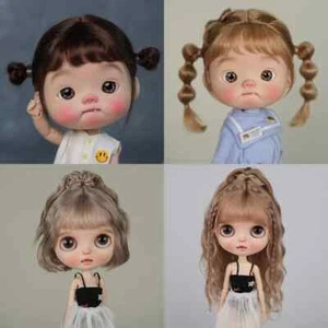 BJD Wig Big Head Dot Wig Soft Half Ponytail Hair Long Wavy Hair Fit 9-10 Inches - Picture 1 of 43
