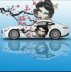 Custom Geisha Livery Racing Side Wrap; JDM Inspired Geisha Custom Decal Side - Foto 1 di 1