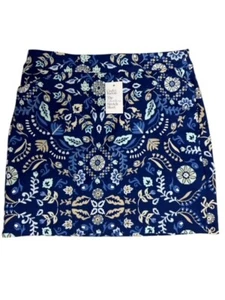 Croft & Barrow 14 Regular Skort Navy Blue Floral Stretch Mid Rise Skirt Shorts - Picture 1 of 5