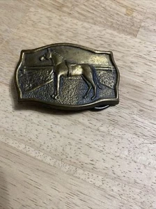 Vintage Gürtelschnalle Messingfarben mit Pferd - Bild 1 von 7