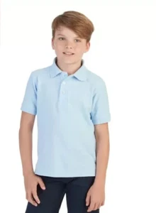 French Toast Boys' 2-Pack Short Sleeve Pique Polo Shirt Light Blue- Sz XL - Picture 1 of 2