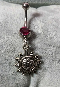 PIERCING OMBELICO SOLE SUN NAVEL BELLY BARS 316L SURGICAL STEEL 1,6 MM - Picture 1 of 1