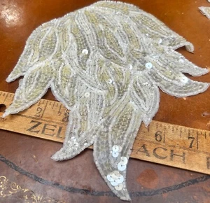 applique collar appalettes beads wings 8" white eggshell 1pc - Picture 1 of 7