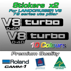 V8 turbo D4D Stickers for Toyota Landcruiser VDJ 79 series PILLAR -Small (pair) - Picture 1 of 4