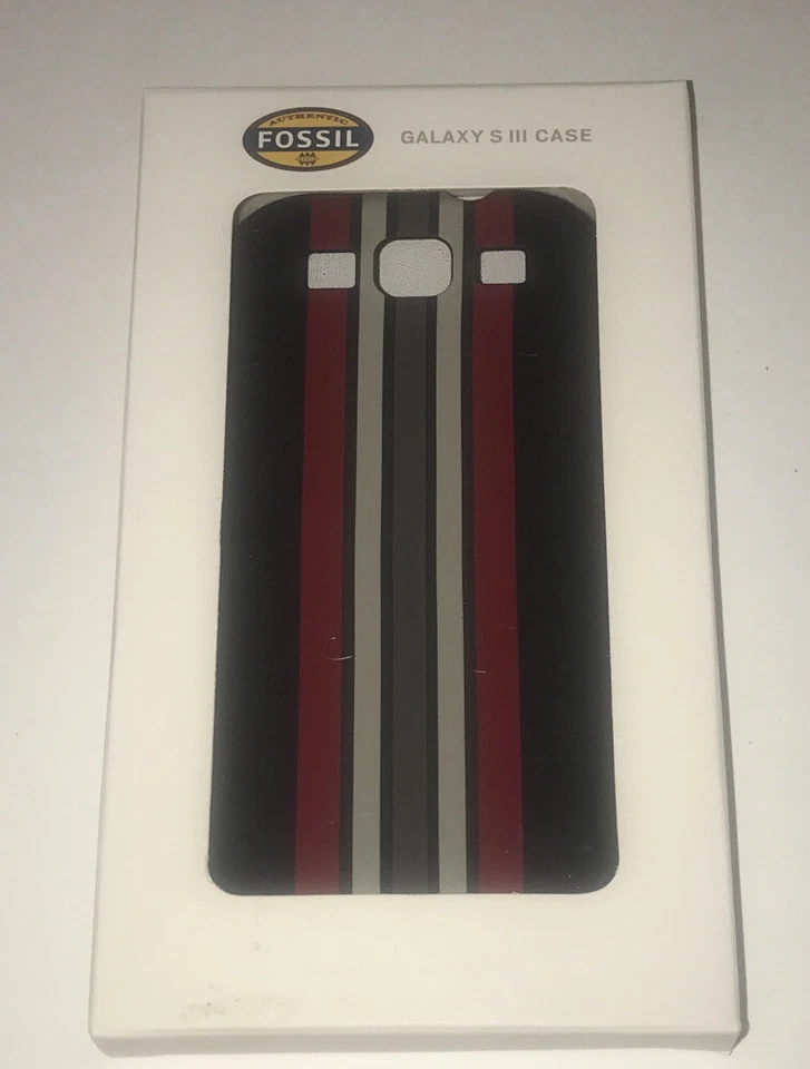 Funda de goma de silicona para teléfono celular Fossil Galaxy S3 tira roja/gris/negra. Foto 1 de 4