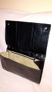 Damen Tasche Clutch schwarz echt Schlangenleder und Wildleder Vintage 50er J. - Bild 1 von 12