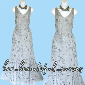 BERKERTEX 20s GATSBY SEQUINNED BEADED EMBELLISHED EVENING PARTY DRESS SIZE 16 - Picture 1 of 8