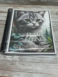Furry Felines - Spiral Bound Adult Coloring Book - Thick Artist Paper - Picture 1 of 8