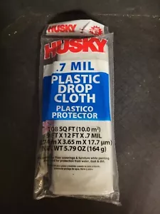 Husky PLASTIC PAINTER DROP CLOTH Sheeting Paint .7 Mil 9'x12' ft 108 Sqft - Picture 1 of 2
