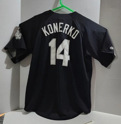 Camiseta deportiva grande con logotipo de los Medias Blancas de Chicago para hombre negra blanca MLB de béisbol Paul Konerko 14 Foto 1 de 4