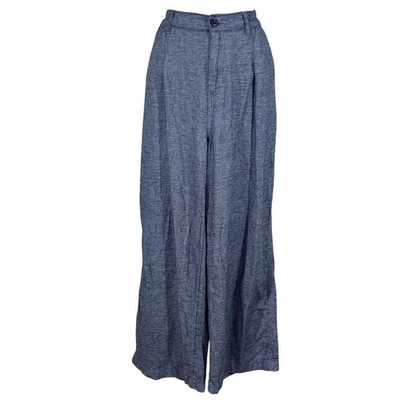 Aerie Anytime Wide Leg Trouser Womens M Heather Blue Knit High Waist Boho Chic - Image 1 of 4